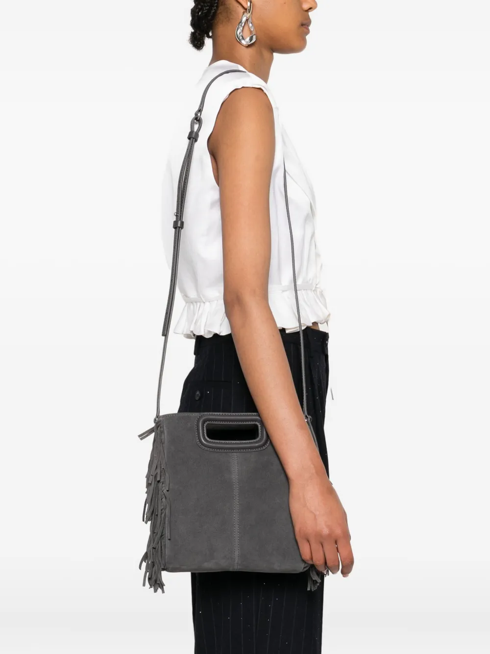 Maje M fringed suede cross body bag | Image 2
