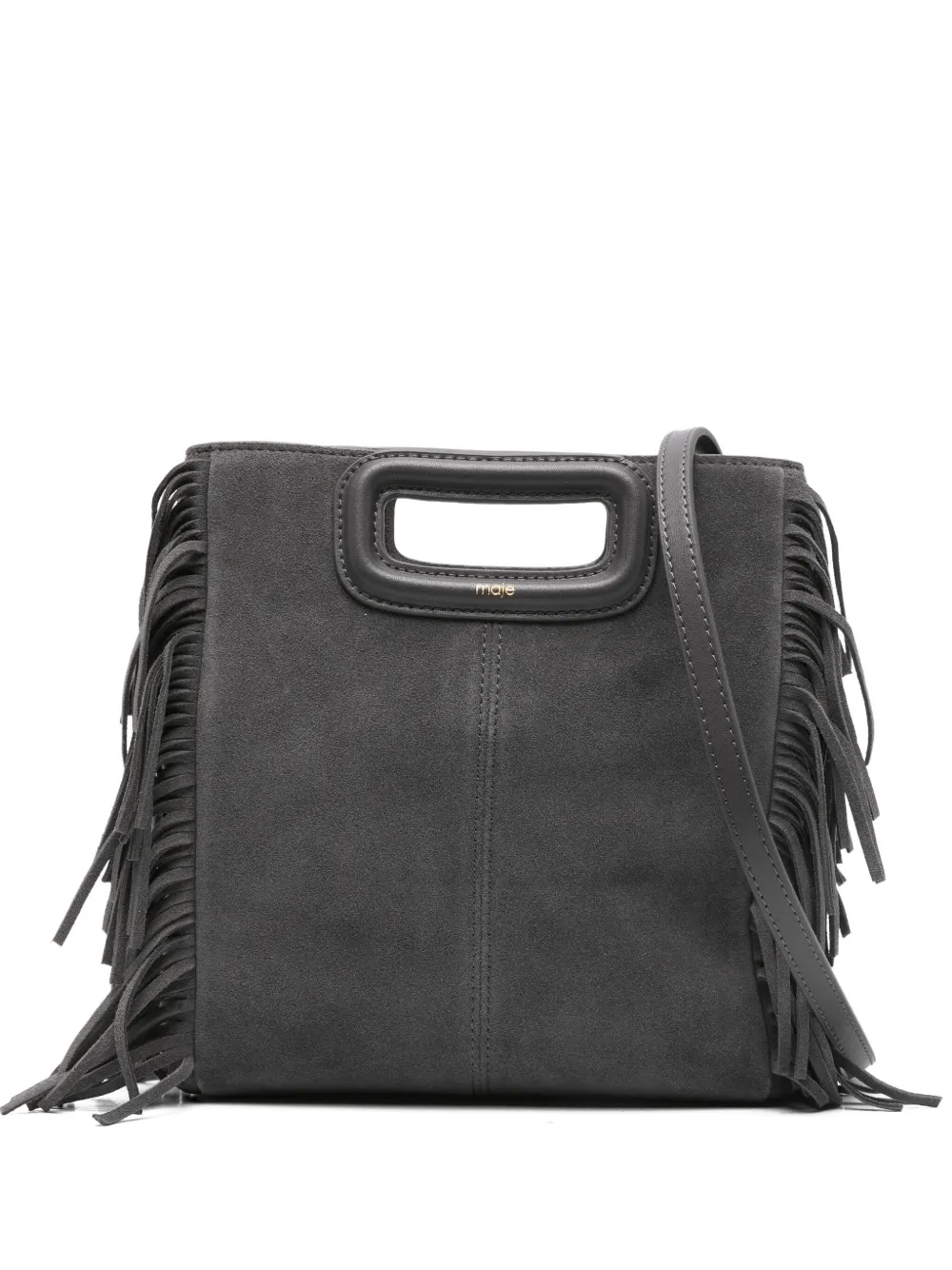 Maje M fringed suede cross body bag Grijs