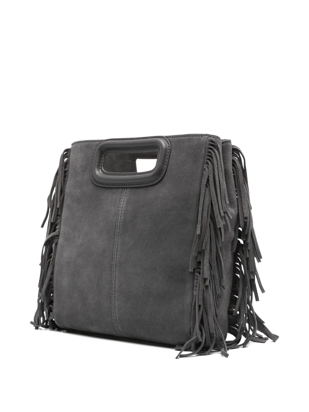 Maje M suède crossbodytas met franje Grijs