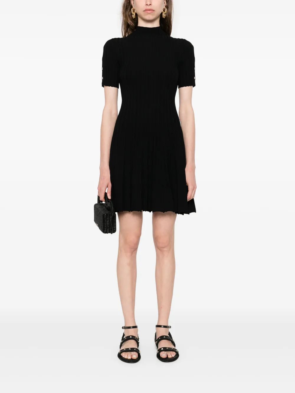 Maje fine-knit mini dress - Zwart