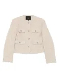 Maje buttoned-up cropped tweed jacket - Neutrals