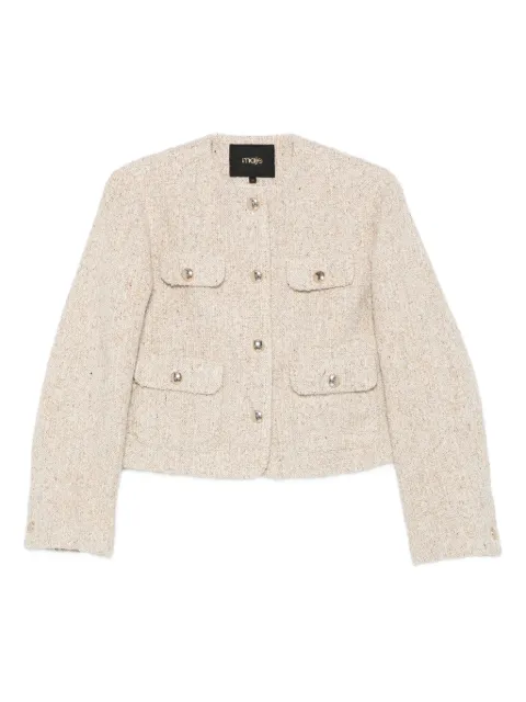 Maje buttoned-up cropped tweed jacket