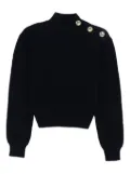 Maje high-neck button-detail sweater - Blue
