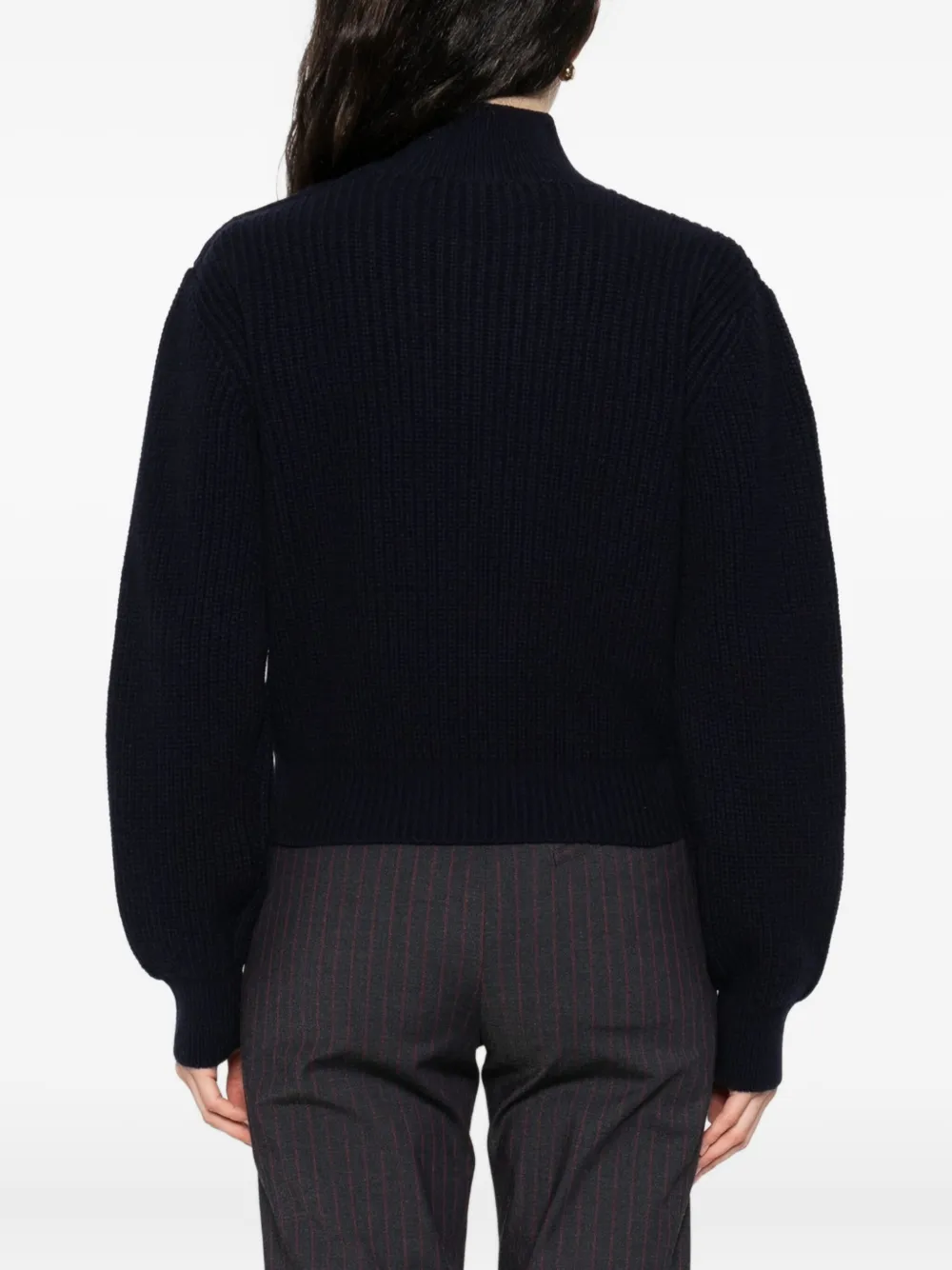 Maje Trui met hoge hals en knoopdetail Blauw