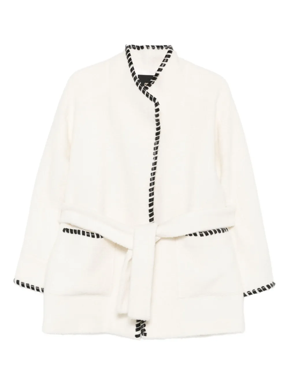 Maje braided-trim tied jacket | White | Image 1