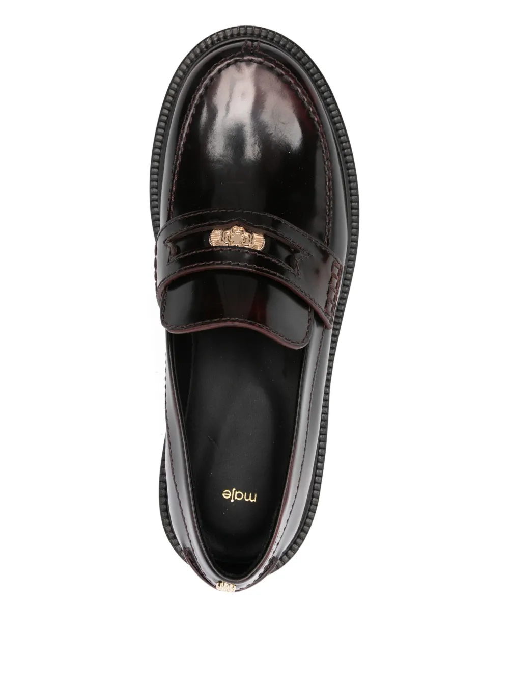 Maje Leather Clover-medallion Loafers In Multi
