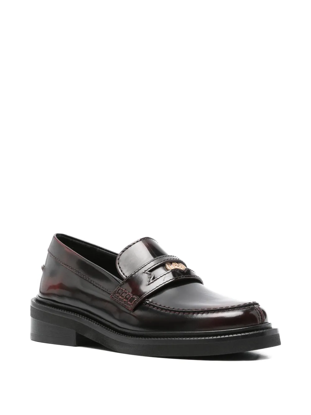 Maje Leather Clover-medallion Loafers In Multi