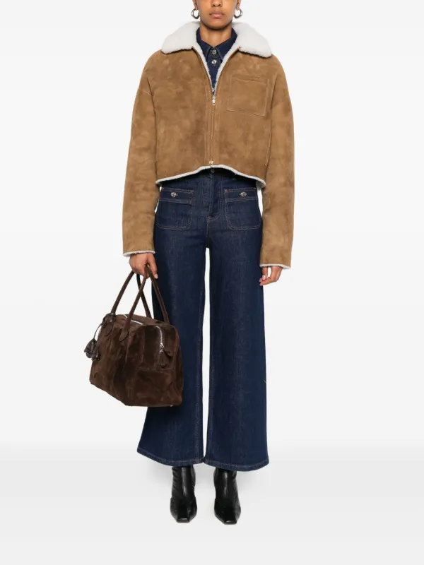 ジャケット・アウター MAJE Maje shearling-collared Jacket | Brown | FARFETCH PL