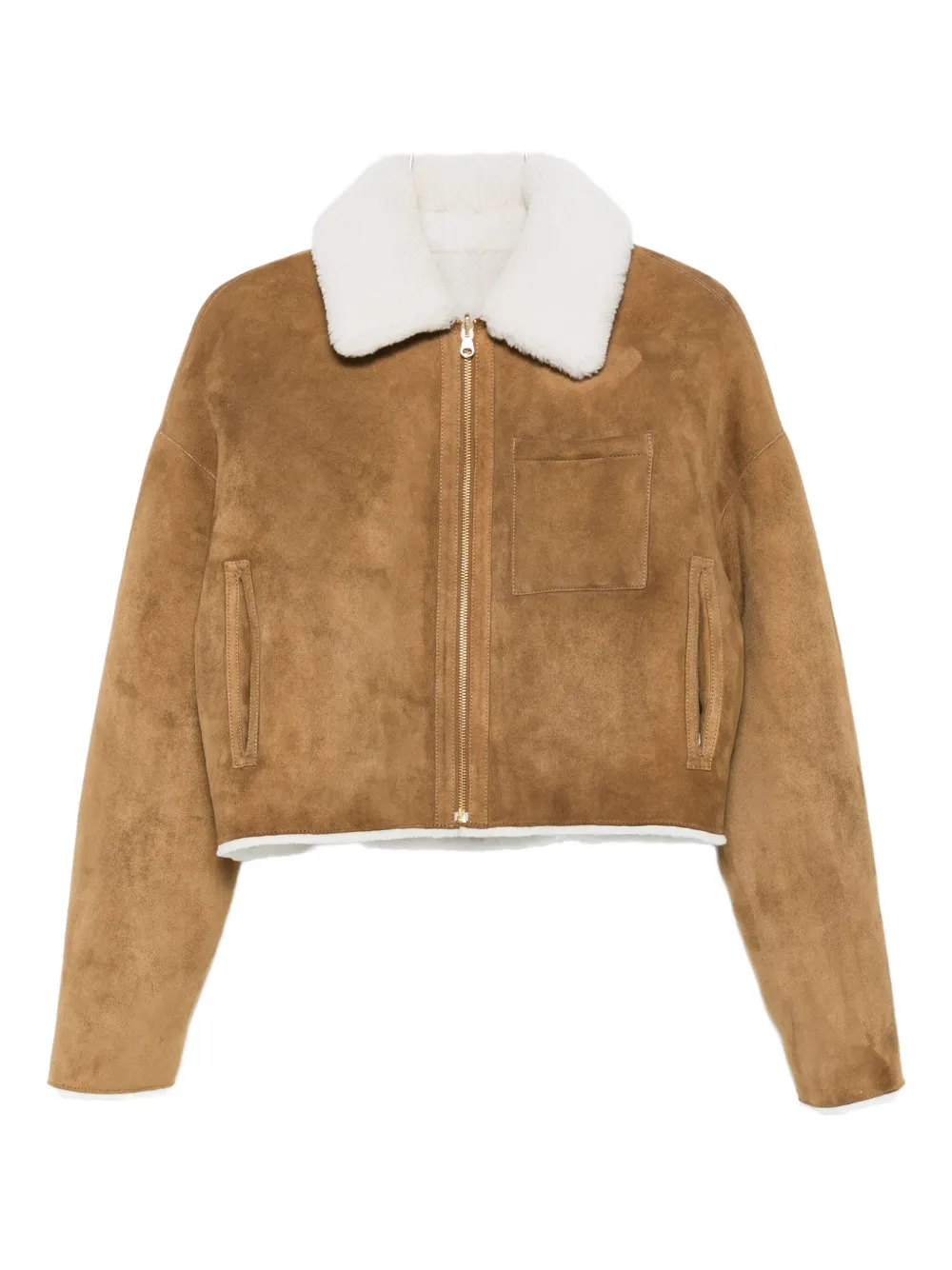 Maje shearling-collared jacket | Brown | Image 1