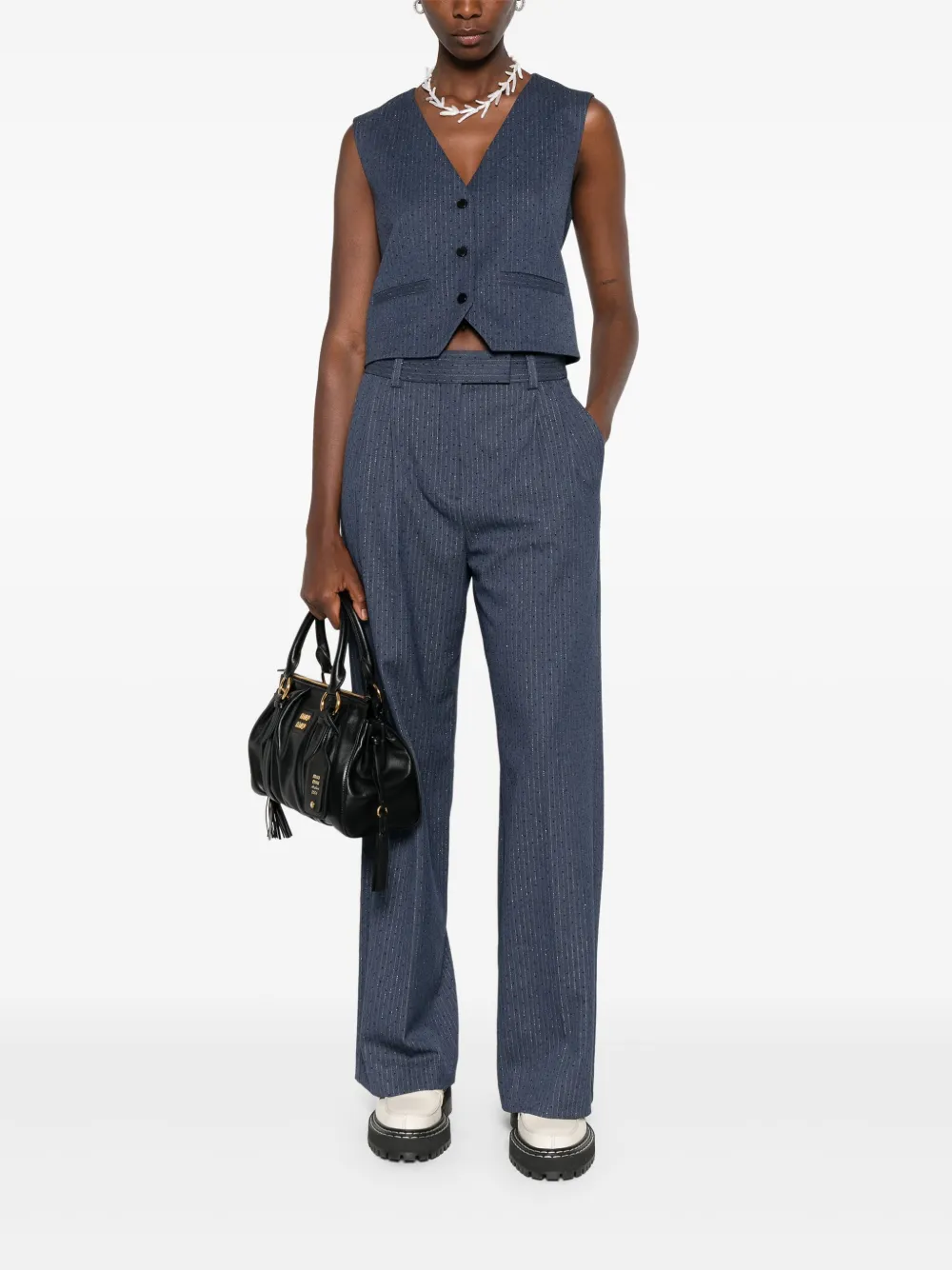Maje Top met krijtstreep Blauw