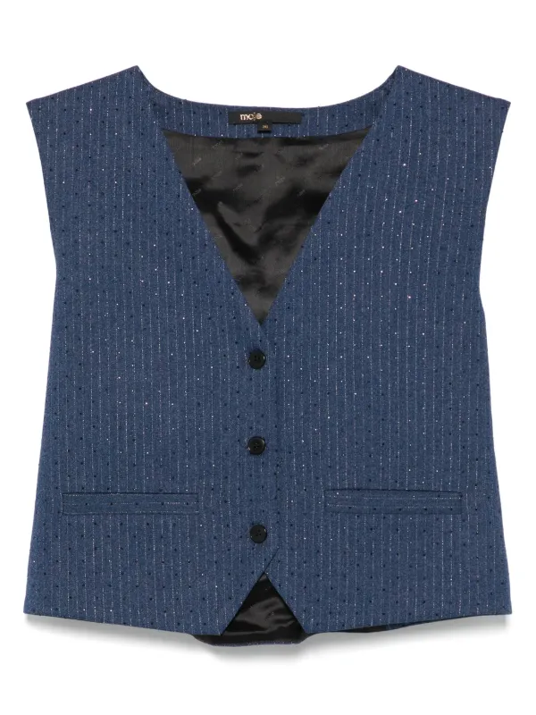 Maje Pinstriped Vest | Blue | FARFETCH
