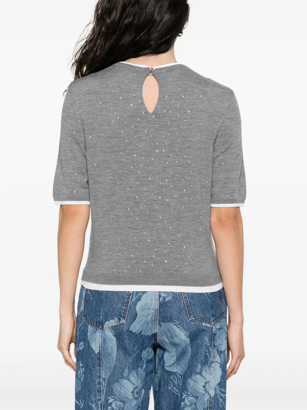 Maje T-shirt verfraaid met stras Grijs