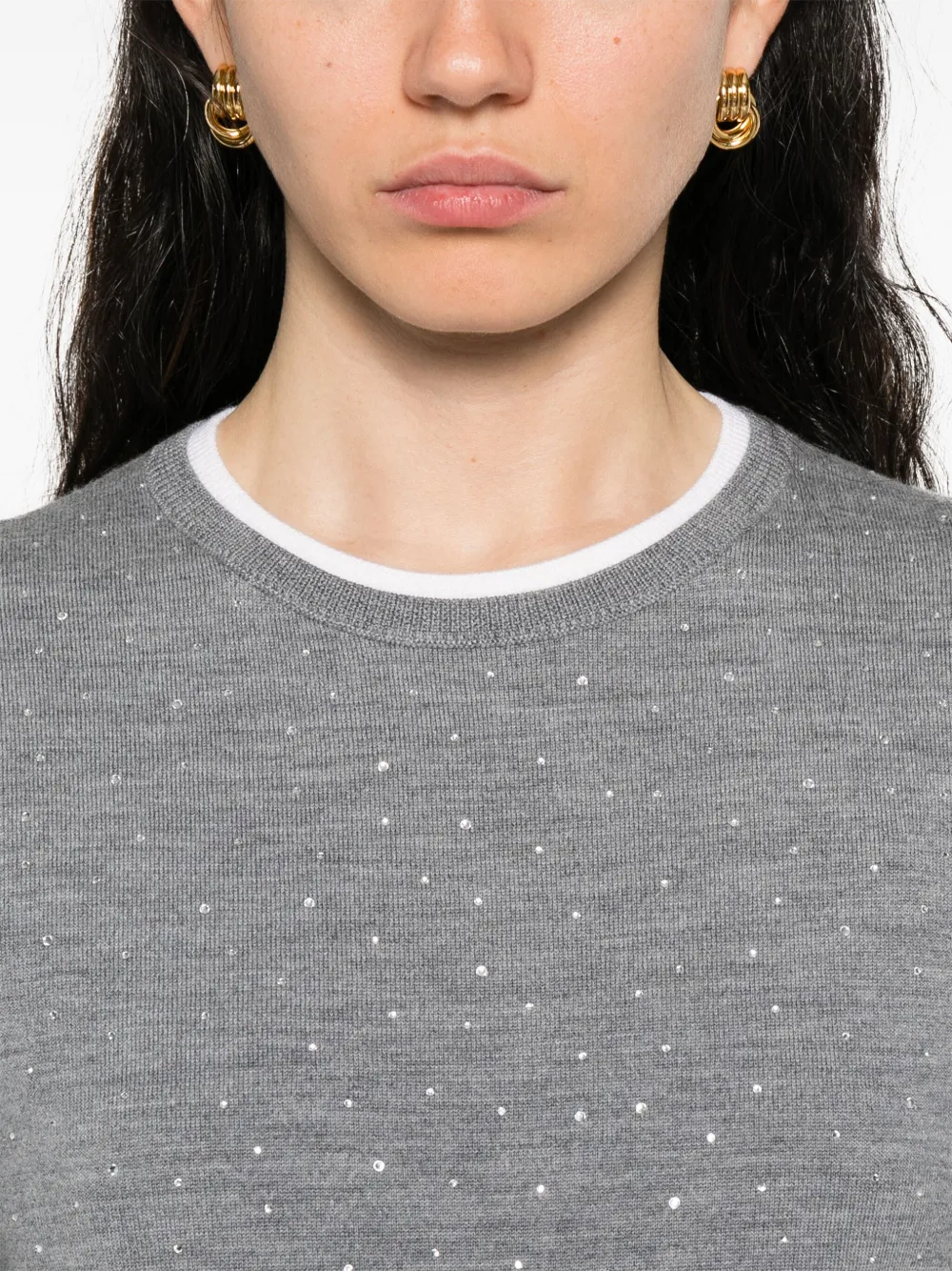 Maje T-shirt verfraaid met stras Grijs
