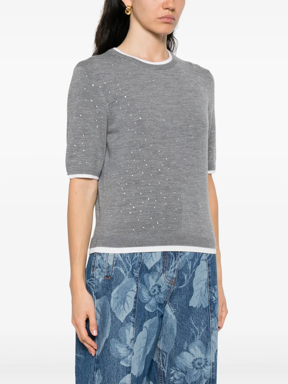 Maje T-shirt verfraaid met stras Grijs