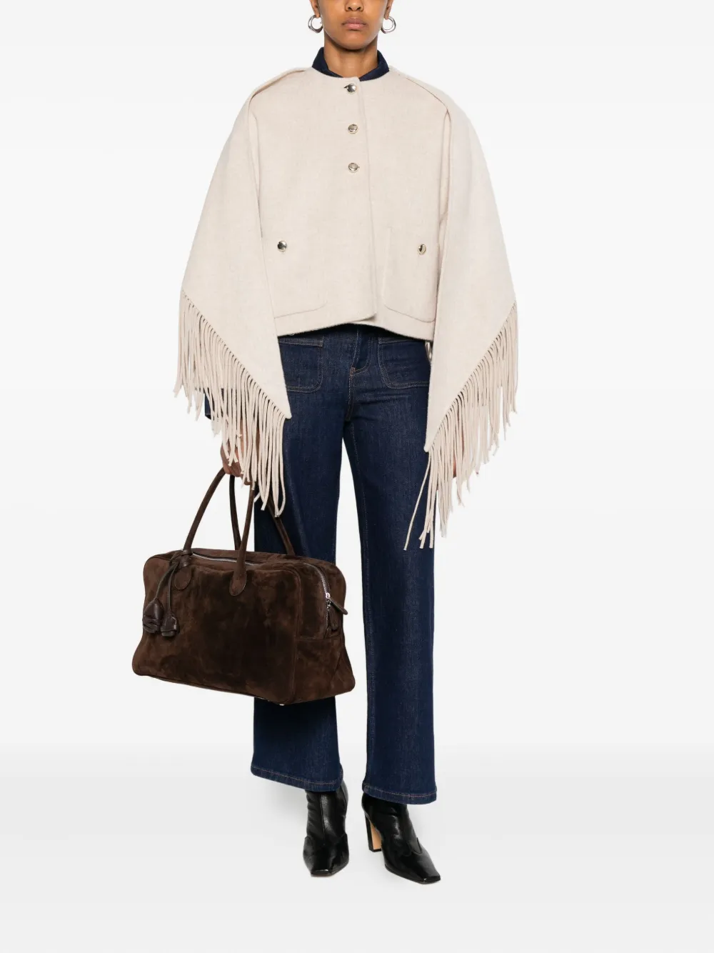 Maje fringed single-breasted coat | Single Breasted Coats | Image 2
