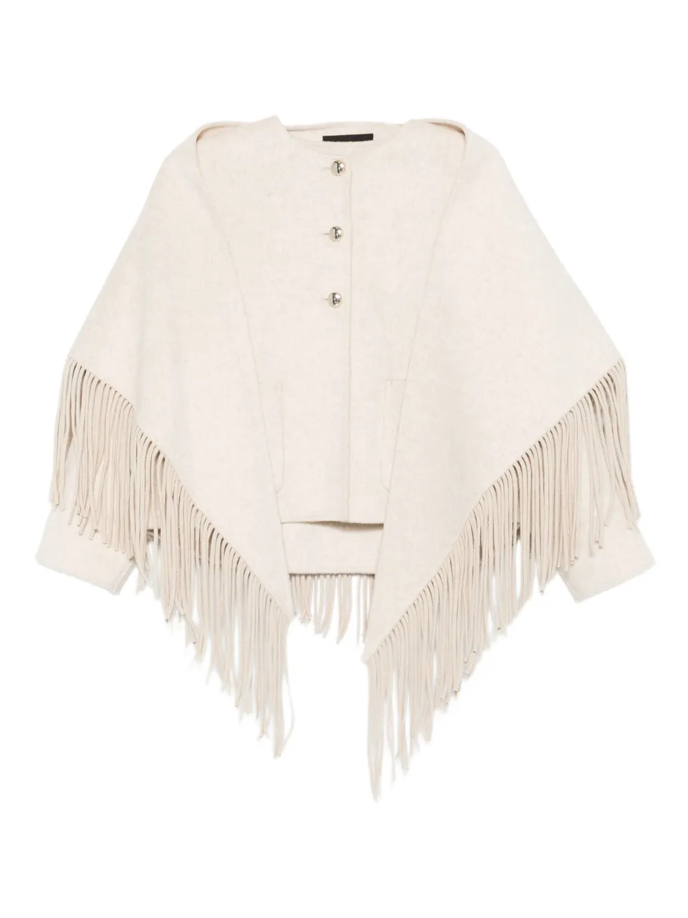 Maje fringed single-breasted coat | Neutrals | Image 1