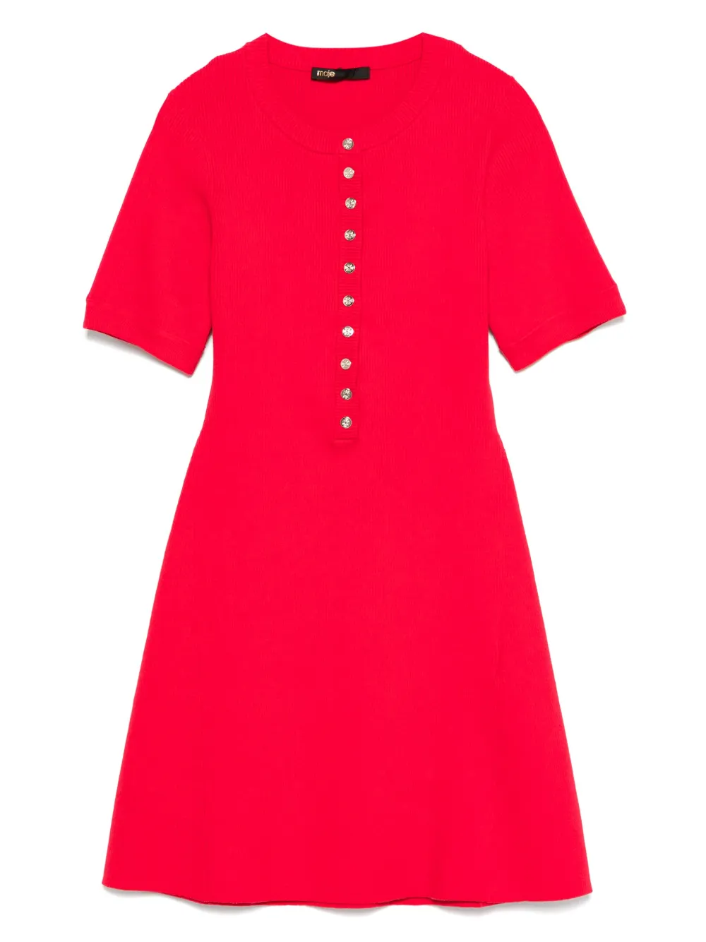 Maje Ribgebreide mini-jurk Red