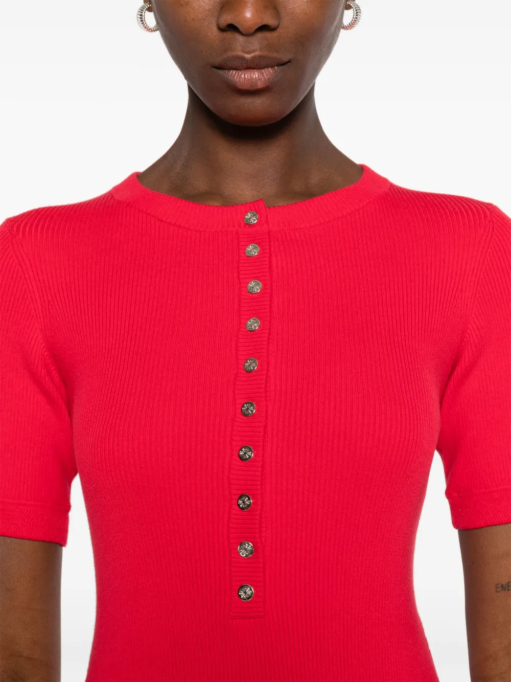 Maje Ribgebreide mini-jurk Red