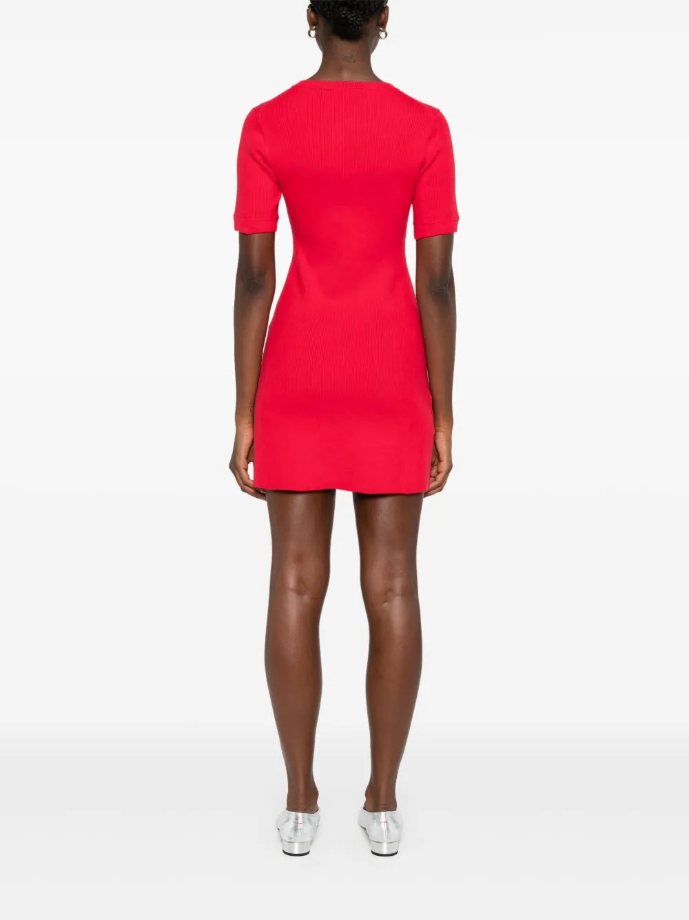 Maje Ribgebreide mini-jurk Red