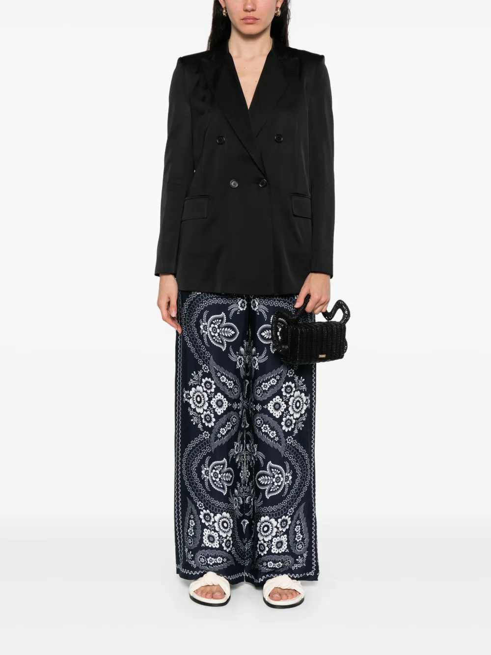 Maje Broek met wijde pijpen Blauw