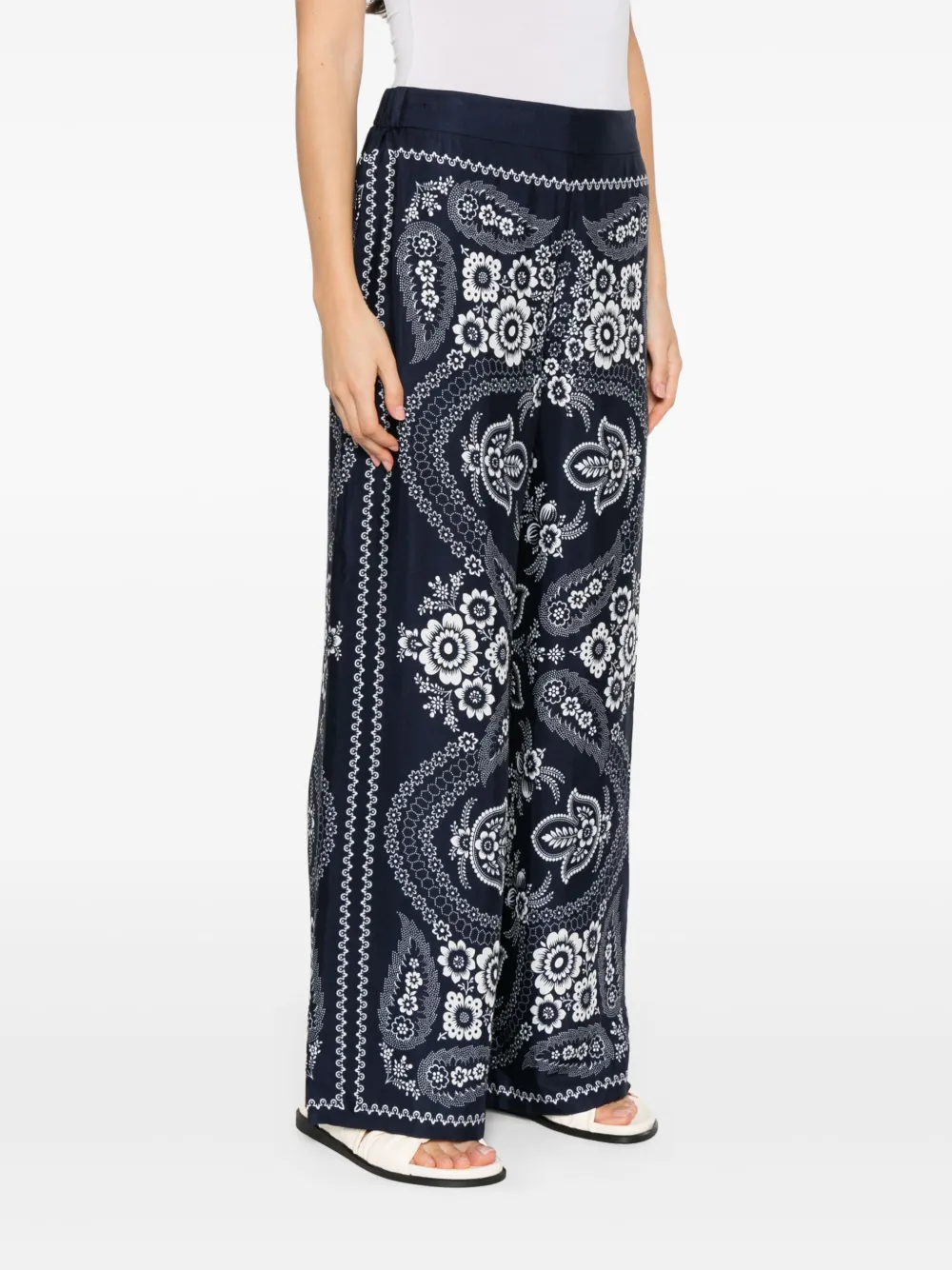 Maje Broek met wijde pijpen Blauw