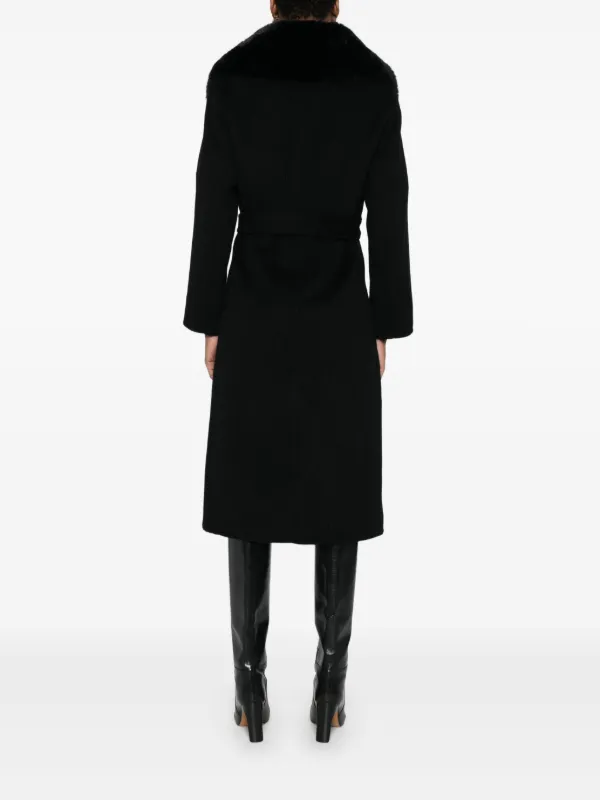 Maje エコファーカラーコート | ブラック | FARFETCH JP