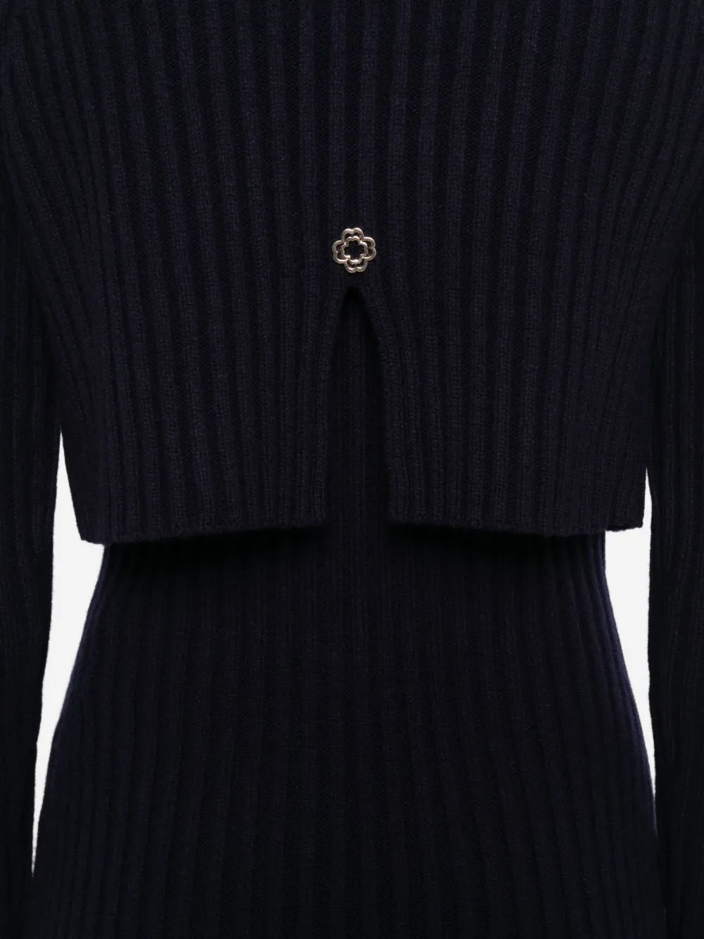 Maje Geribbelde jurk met hoge hals Blauw