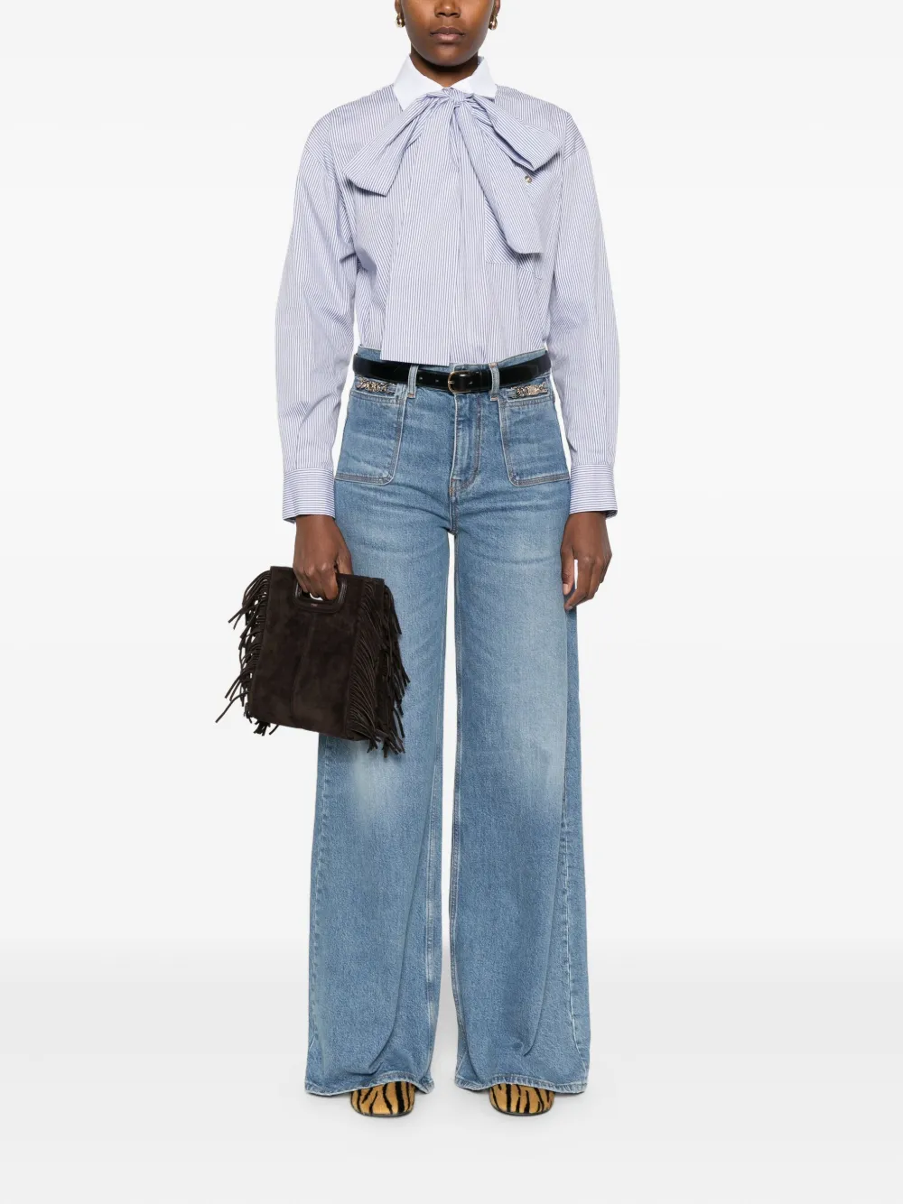 Maje chain-embellished flared jeans - Blauw
