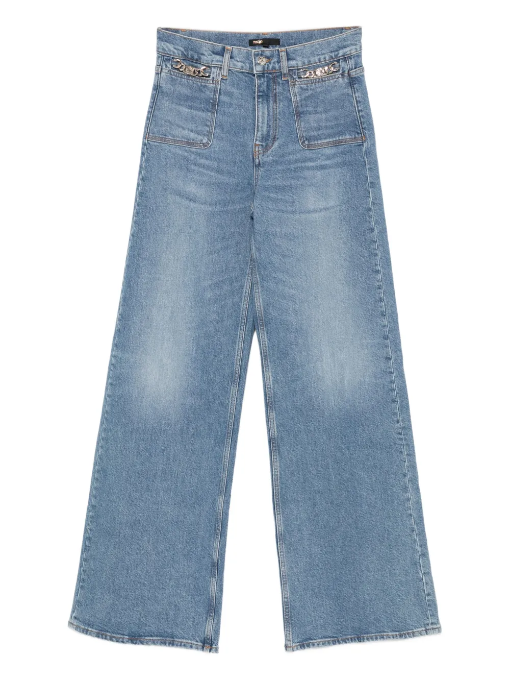 Maje chain-embellished flared jeans | Blue | Image 1
