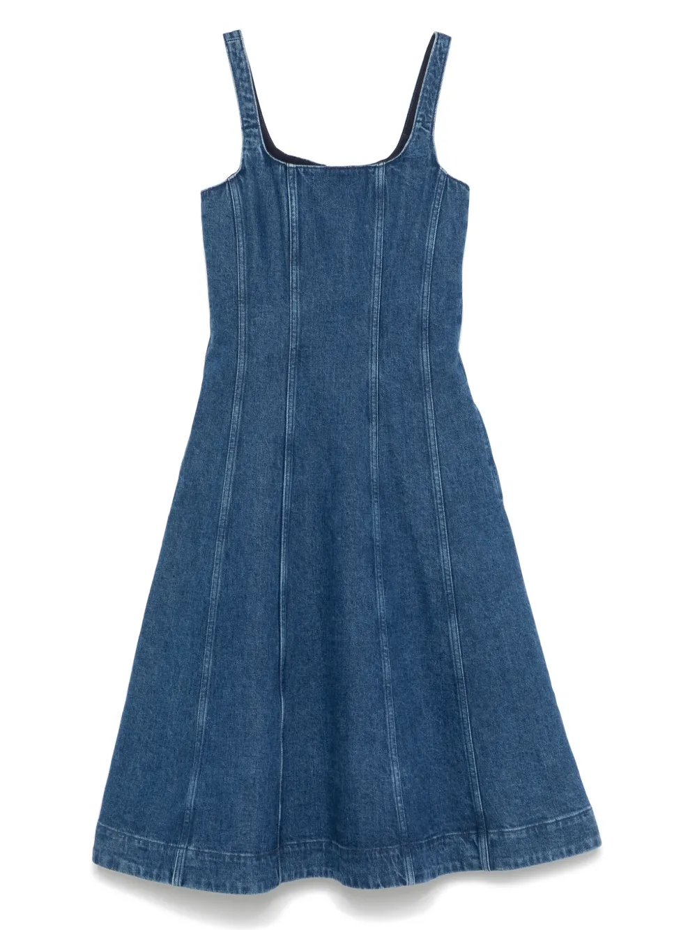 Maje Flared Denim Midi Dress