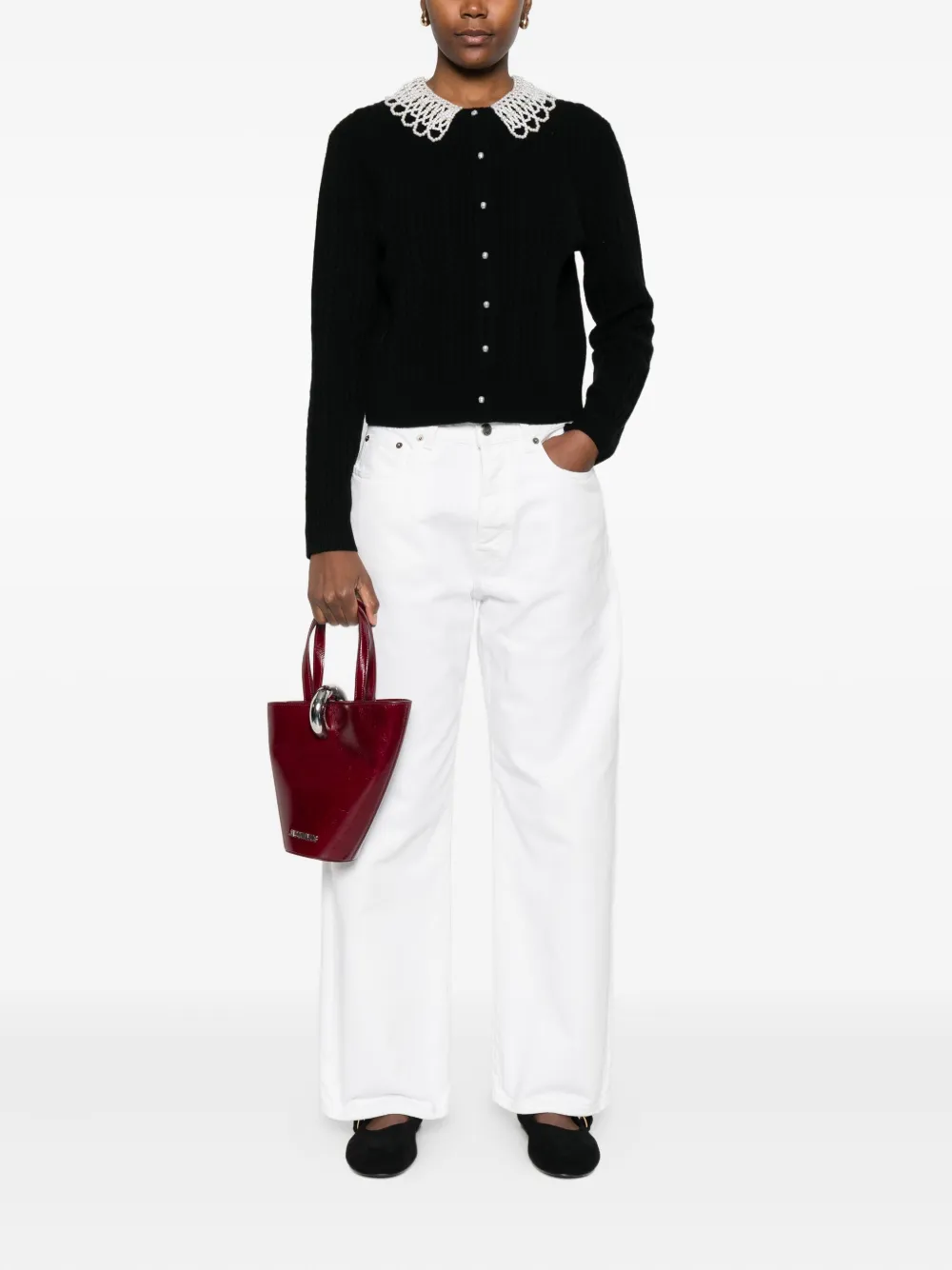 Maje cárdigan en tejido de ochos con perlas artificiales | Cárdigans | Image 2