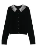 Maje faux-pearl-embellished cable-knit cardigan - Black