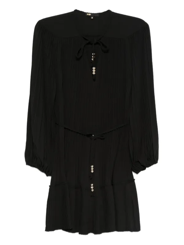 maje black pleated dress Mini pleated dress