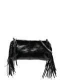 Maje fringe leather shoulder bag - Black
