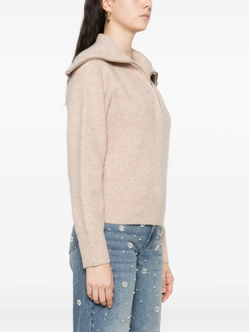 Maje Sweater met rits Bruin