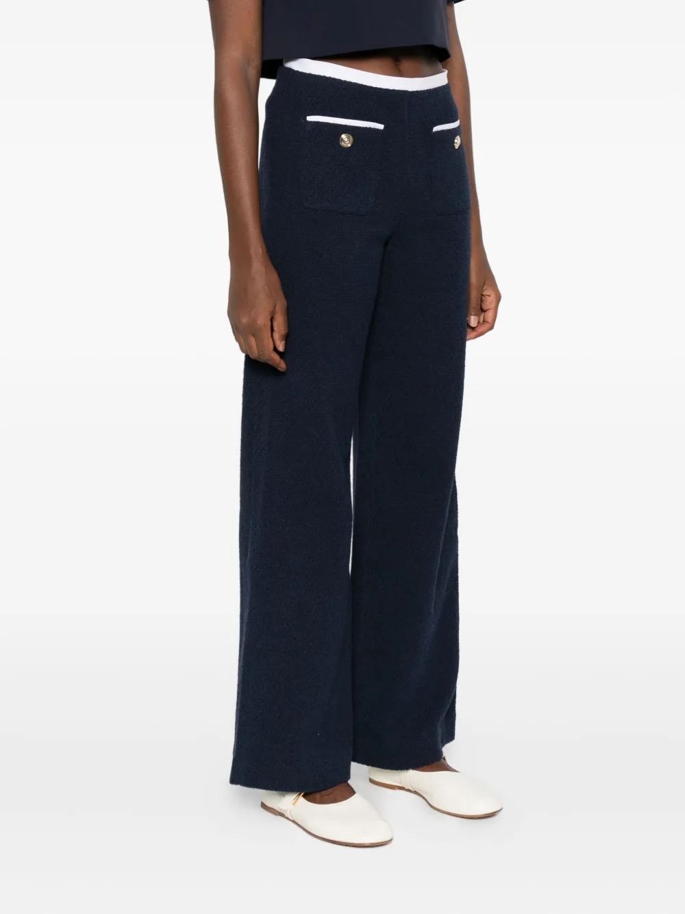 Maje tweed straight-leg trousers Blauw