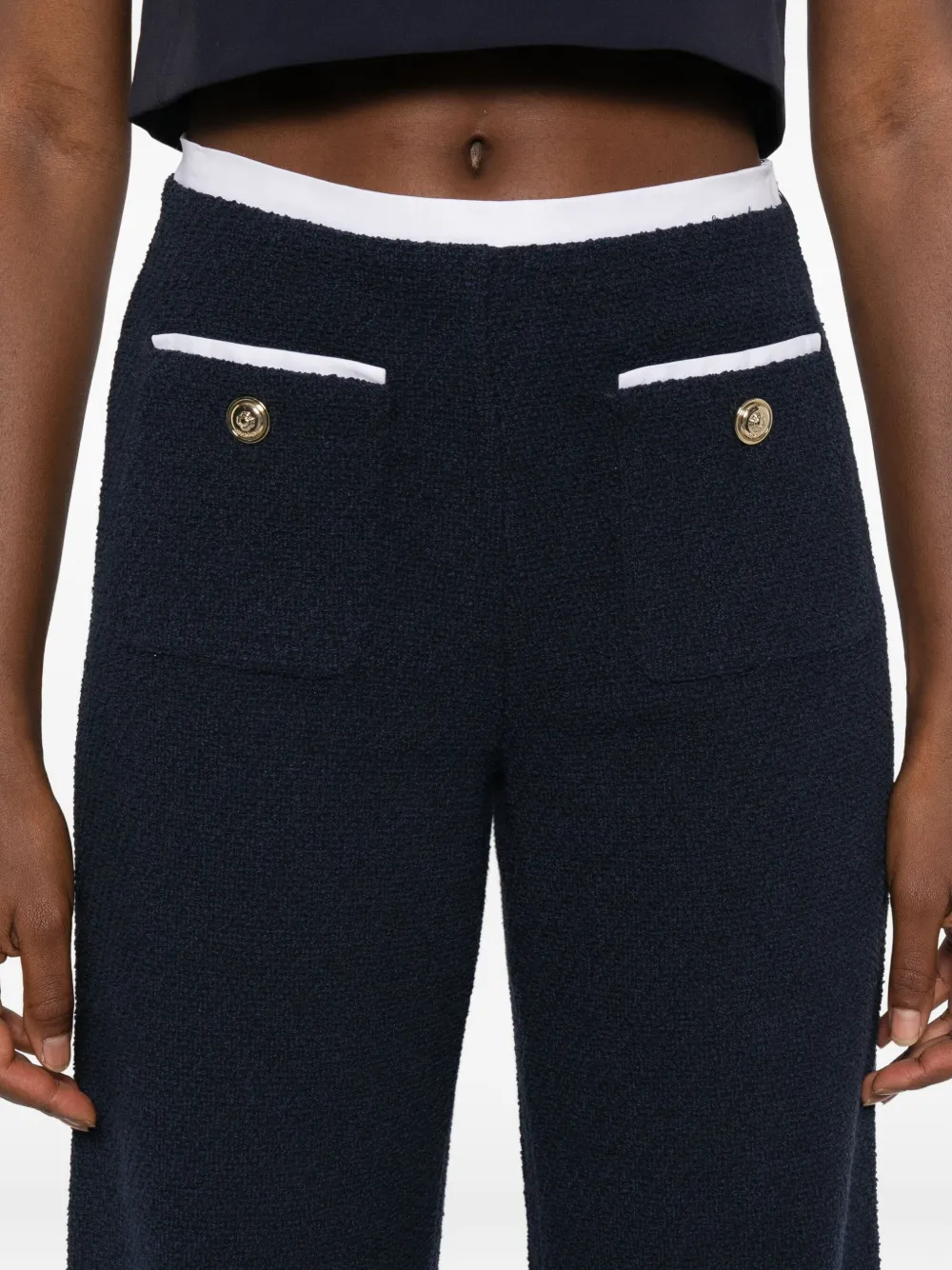 Maje tweed straight-leg trousers Blauw