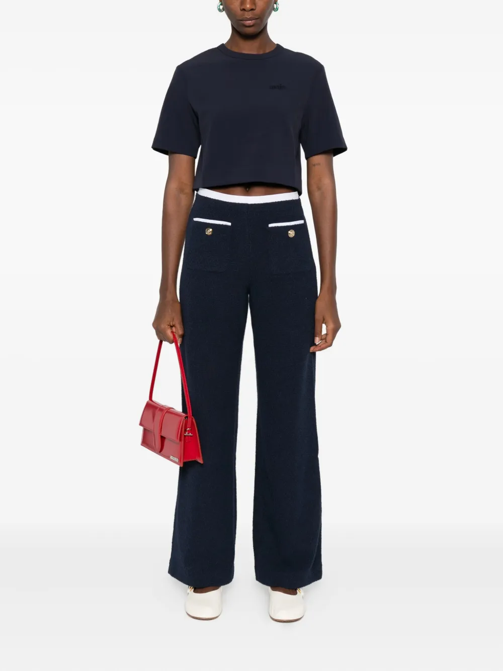 Maje tweed straight-leg trousers - Blauw