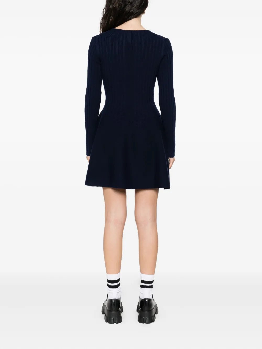 Maje Geribbelde jurk met knopen Blauw