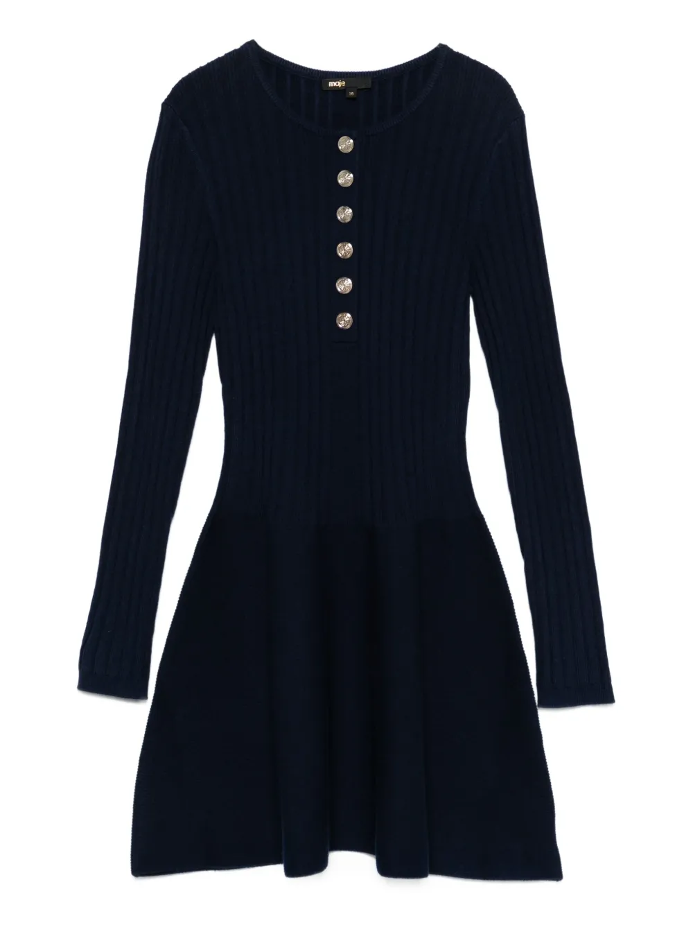 Maje Geribbelde jurk met knopen Blauw
