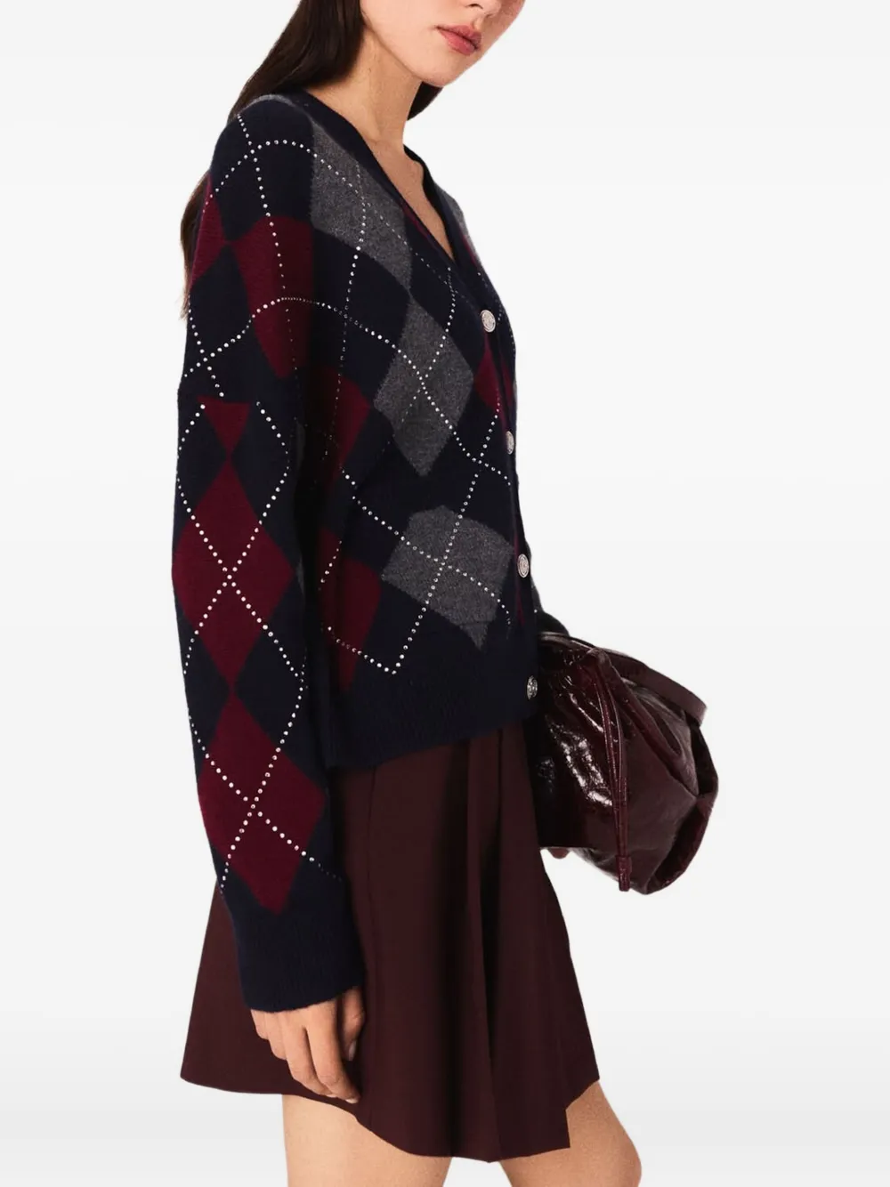 Maje Vest met argyle patroon Blauw