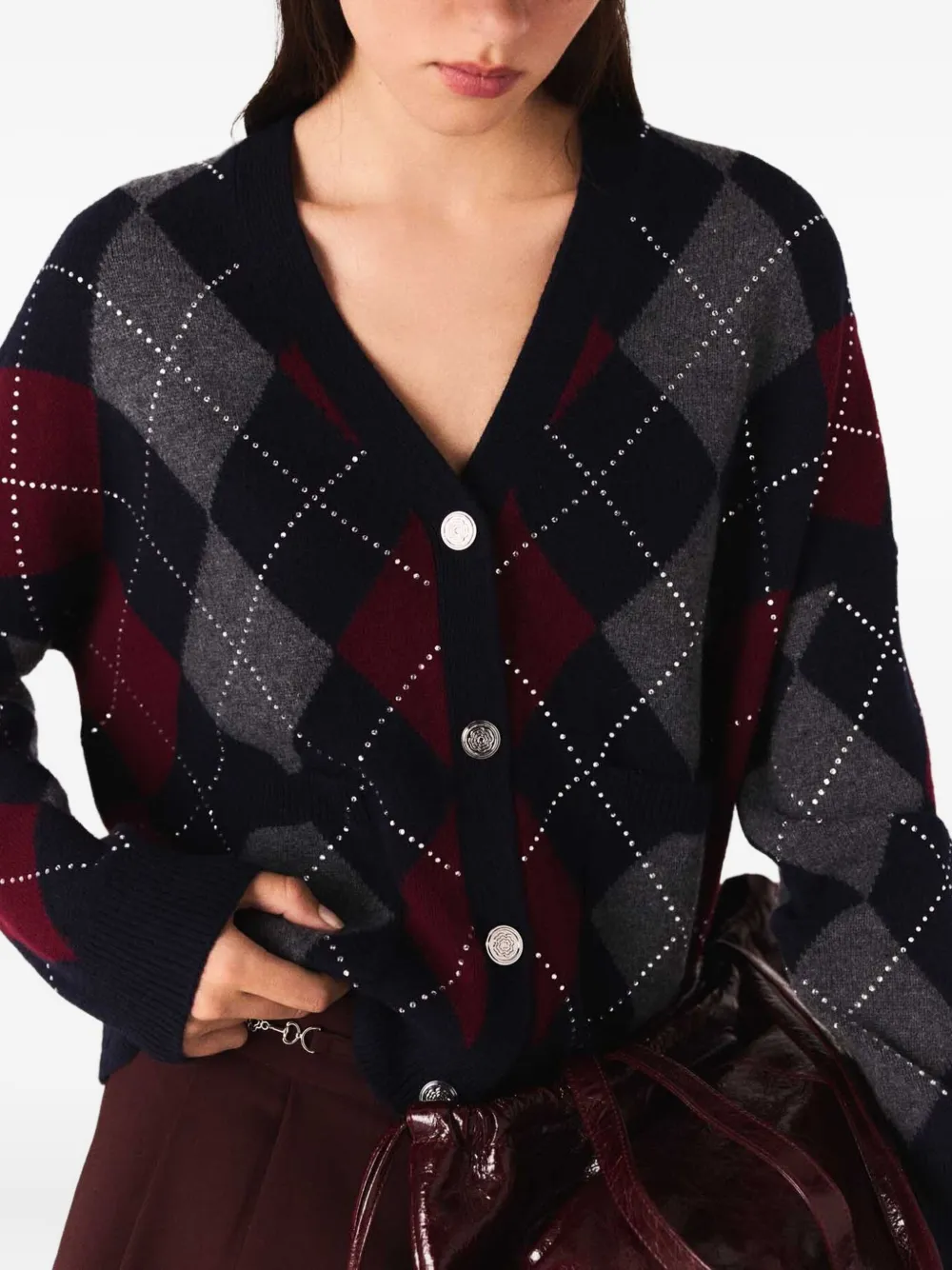 Maje Vest met argyle patroon Blauw