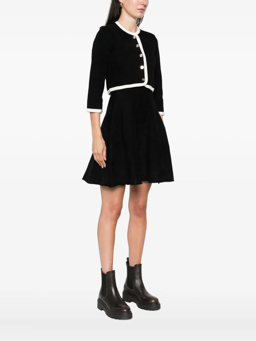 Maje Flared jurk met knoopdetail Zwart