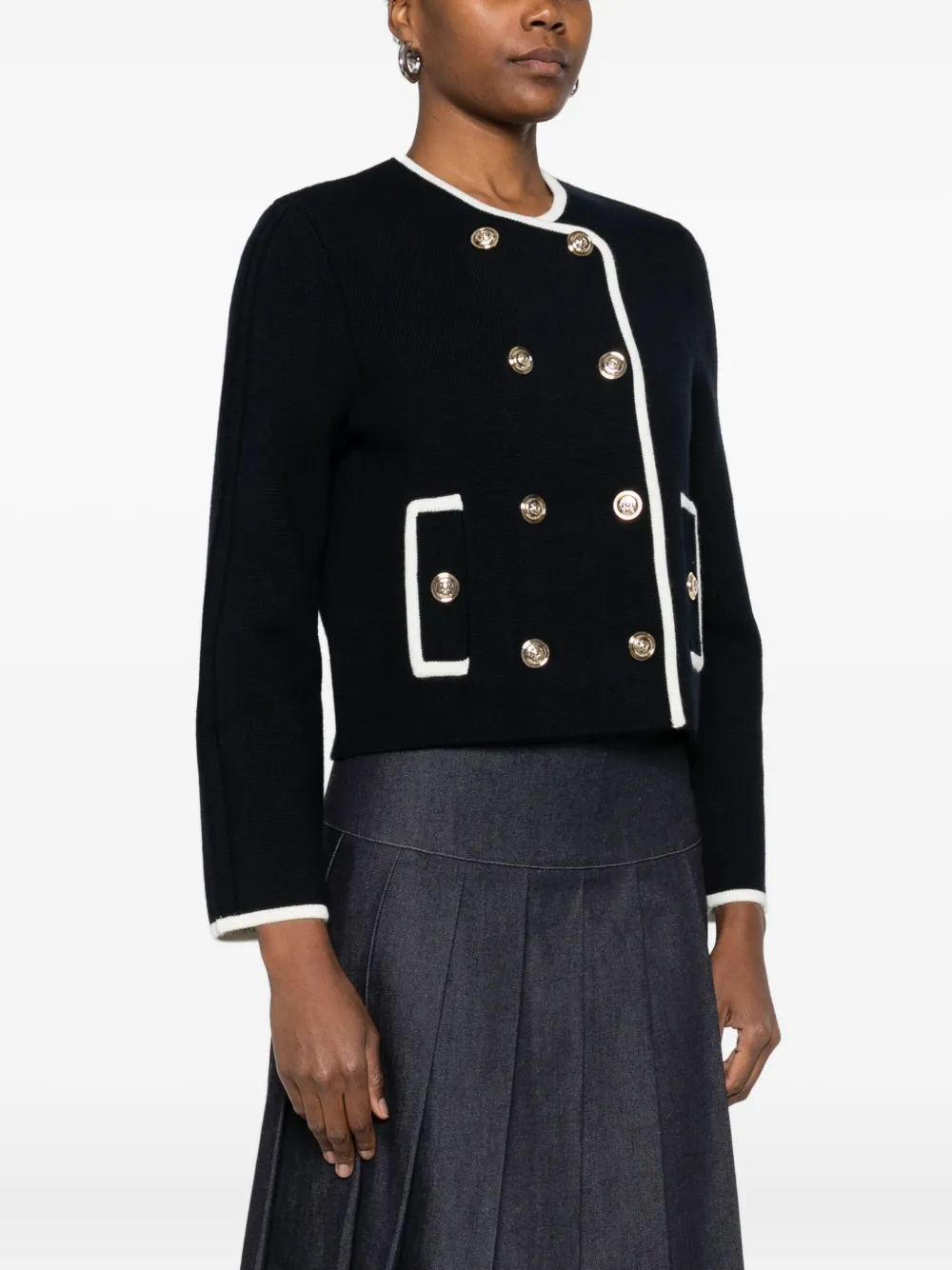 Maje Top met dubbele rij knopen Blauw