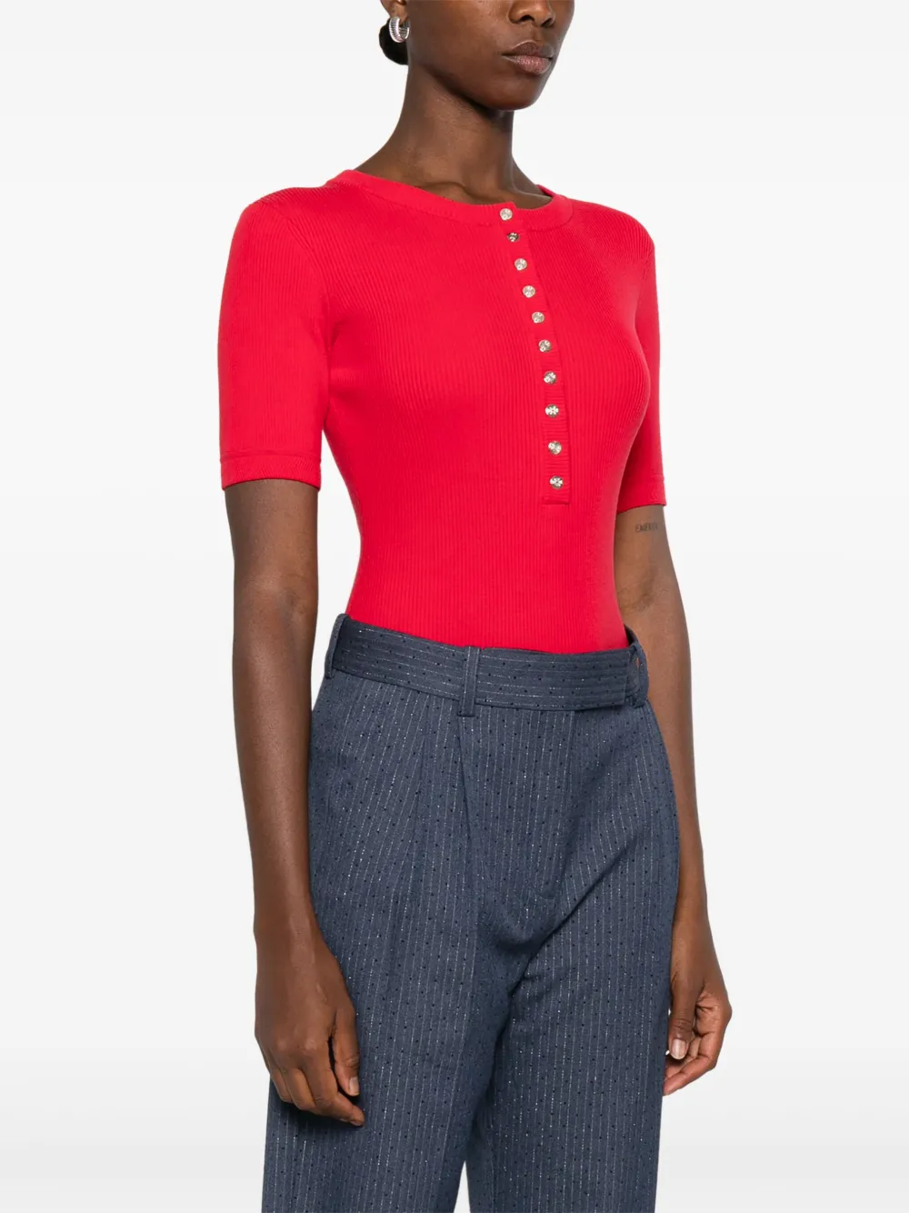 Maje Ribgebreid vest Rood