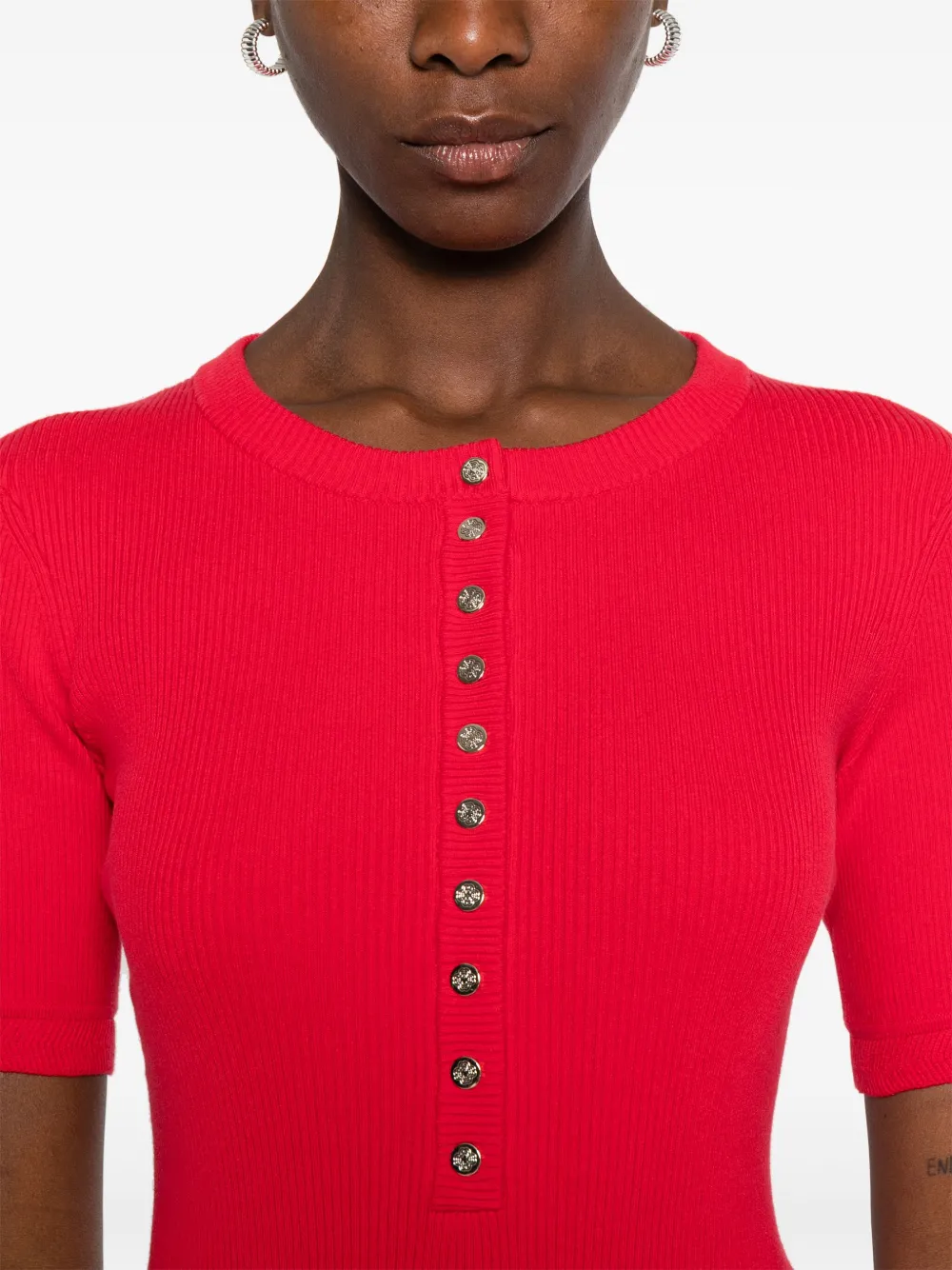 Maje Ribgebreid vest Rood