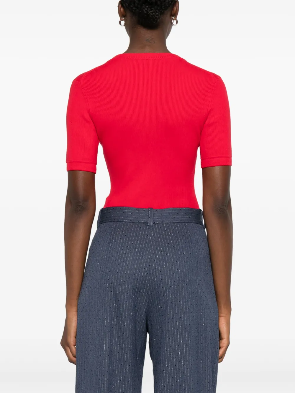 Maje Ribgebreid vest Rood