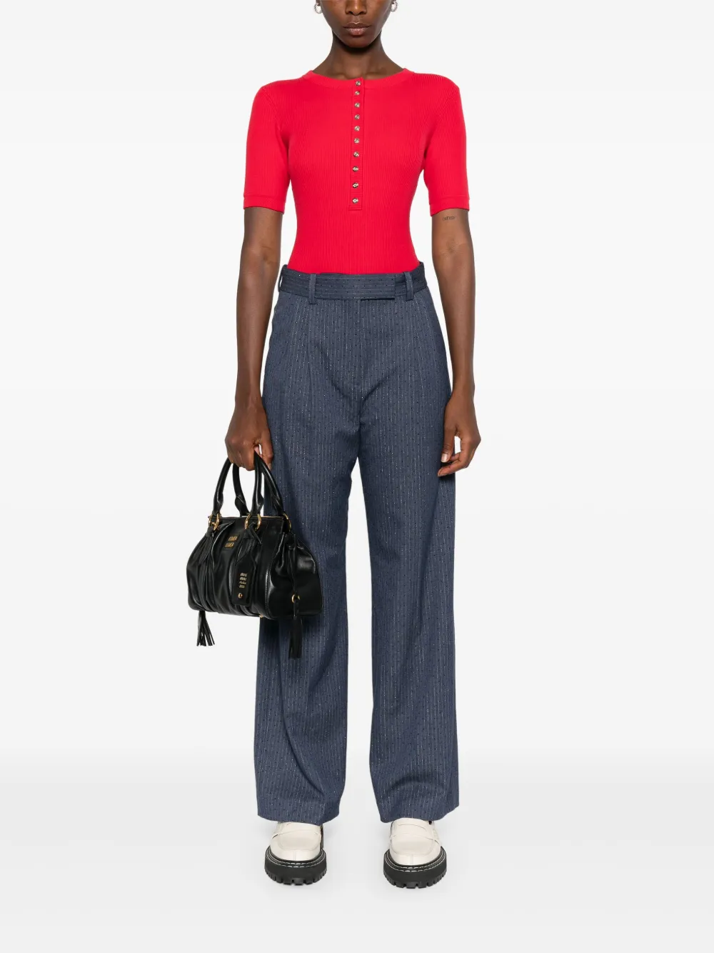 Maje Ribgebreid vest Rood