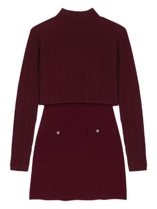 Maje Layered Mini Sweater Dress | Red | FARFETCH Maje Layered Mini Sweater Dress | Red | FARFETCH