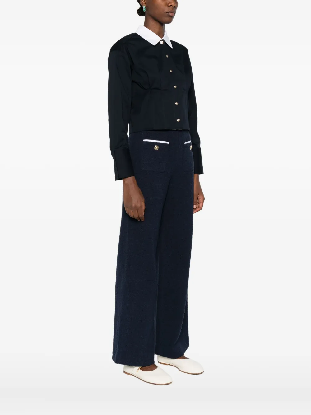 Maje button-fastening collared shirt Blauw